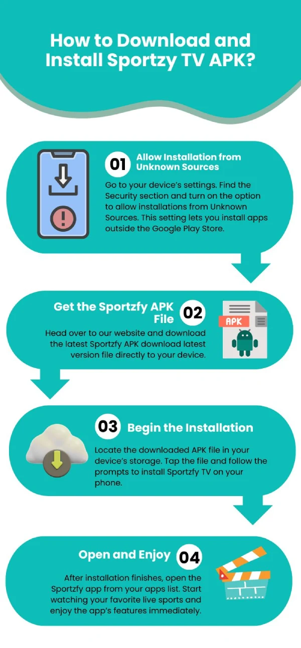 Download Sportzfy APK Latest Version v11 For Android (2025) 16 How to Download and Install Sportzy TV APK Infographic