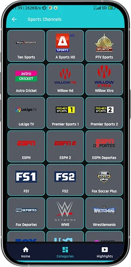 Download Sportzfy APK Latest Version v11 For Android (2025) 13 Sports Channels Make a Table of Sports Channels 1 1